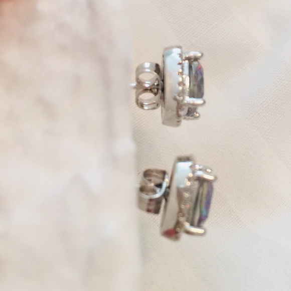 925 Silver Mystic Rainbow & White Topaz Earrings - Picture 9 of 12
